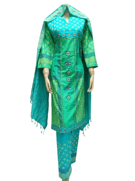 Premium Aarong Quality Slub Cotton Three-Piece