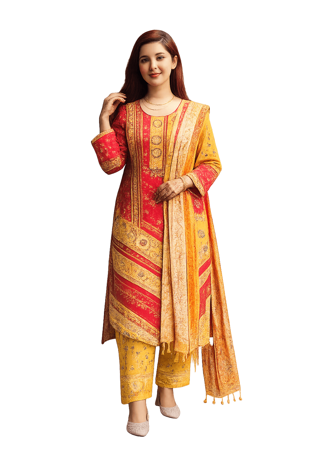 Women's Premium Slub Cotton Three Piece Dress Set