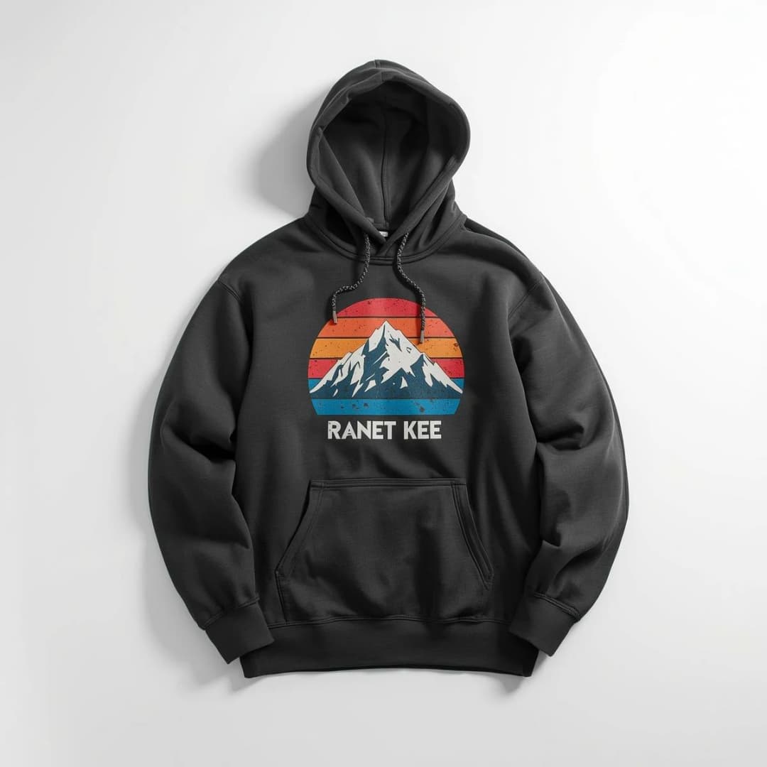 Kids Vintage Graphic Print Hoodie (Forest Green)